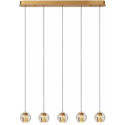 5-Lichts LED eettafelhanglamp goud met glas>Straluma Hot