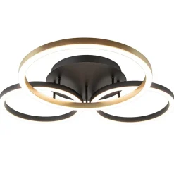 3-Lichts LED plafondlamp zwart/goud 3-standen dimbaar>Straluma Clearance