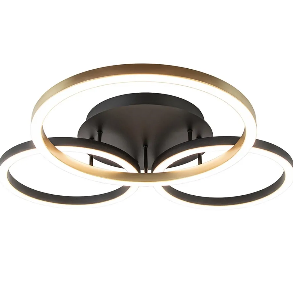 3-Lichts LED plafondlamp zwart/goud 3-standen dimbaar>Straluma Clearance