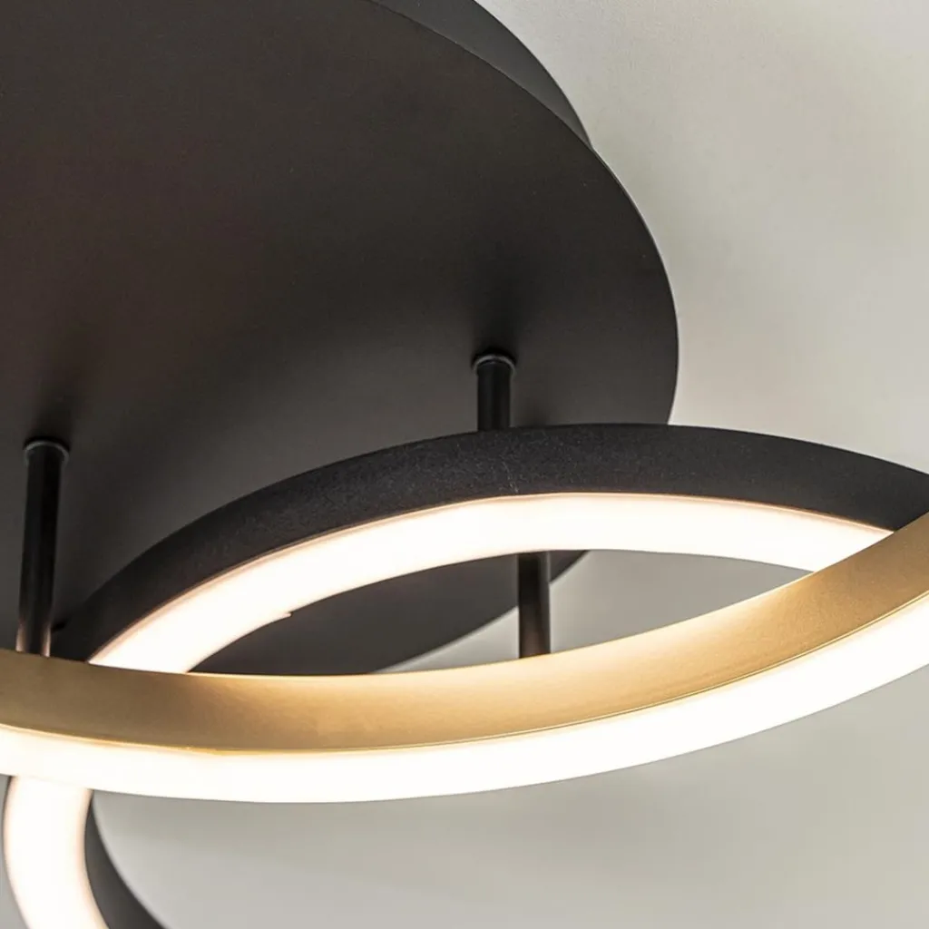 3-Lichts LED plafondlamp zwart/goud 3-standen dimbaar>Straluma Clearance