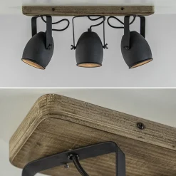 3-Lichts opbouwspot mat zwart met hout><noscript><img width=