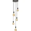 5-lichts plaat rond + pendels zwart ex.lb>Straluma Outlet