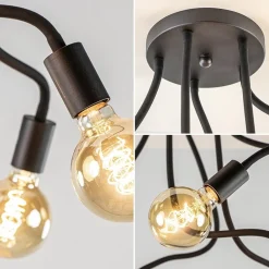 5-Lichts plafondlamp mat zwart met flexibele armen><noscript><img width=