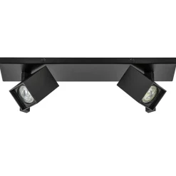 2-Lichts plafondlamp met vierkante spots mat zwart>Straluma Online