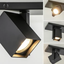 2-Lichts plafondlamp met vierkante spots mat zwart><noscript><img width=
