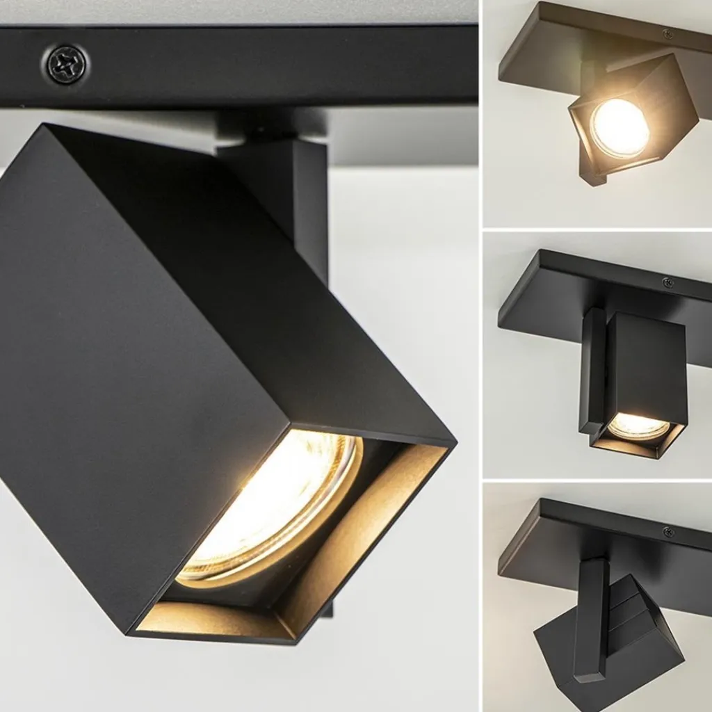 2-Lichts plafondlamp met vierkante spots mat zwart>Straluma Online