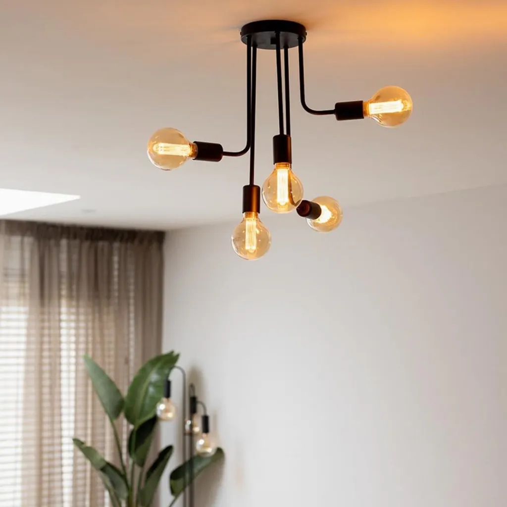 5-Lichts plafondlamp pendel mat zwart excl lichtbronnen>Straluma Cheap