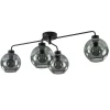 4-Lichts plafondlamp zwart met smoke glazen bollen>Straluma Flash Sale