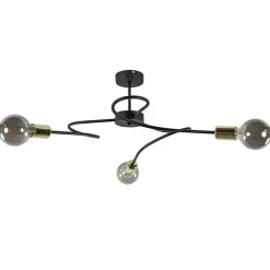 3-Lichts plafondlamp zwart met gouden pendels>Straluma Discount