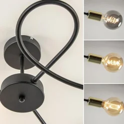 3-Lichts plafondlamp zwart met gouden pendels><noscript><img width=