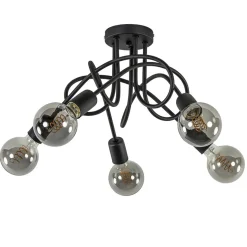 5-Lichts retro plafondlamp mat zwart>Straluma Store
