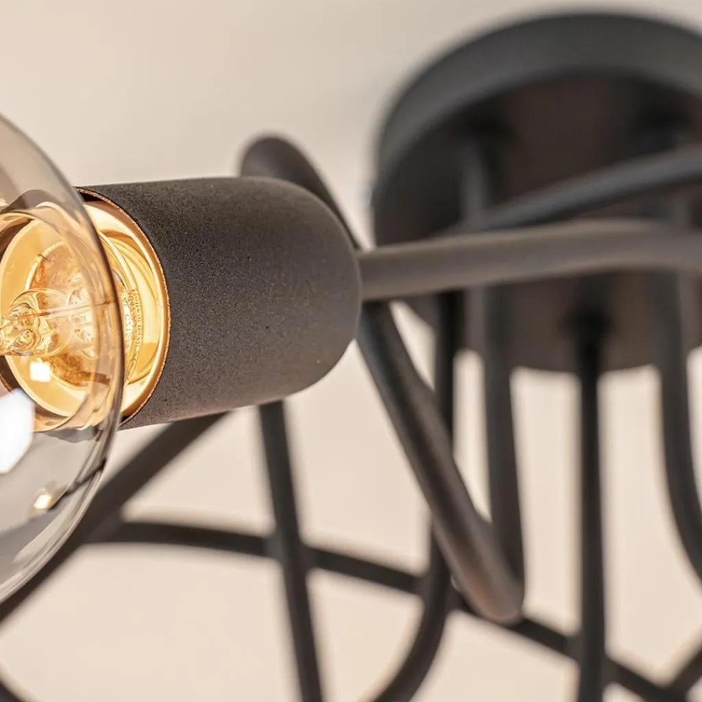 5-Lichts retro plafondlamp mat zwart>Straluma Store