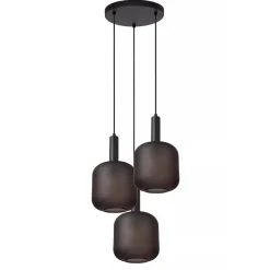 3-Lichts ronde hanglamp mat zwarte glazen kappen>Straluma Best