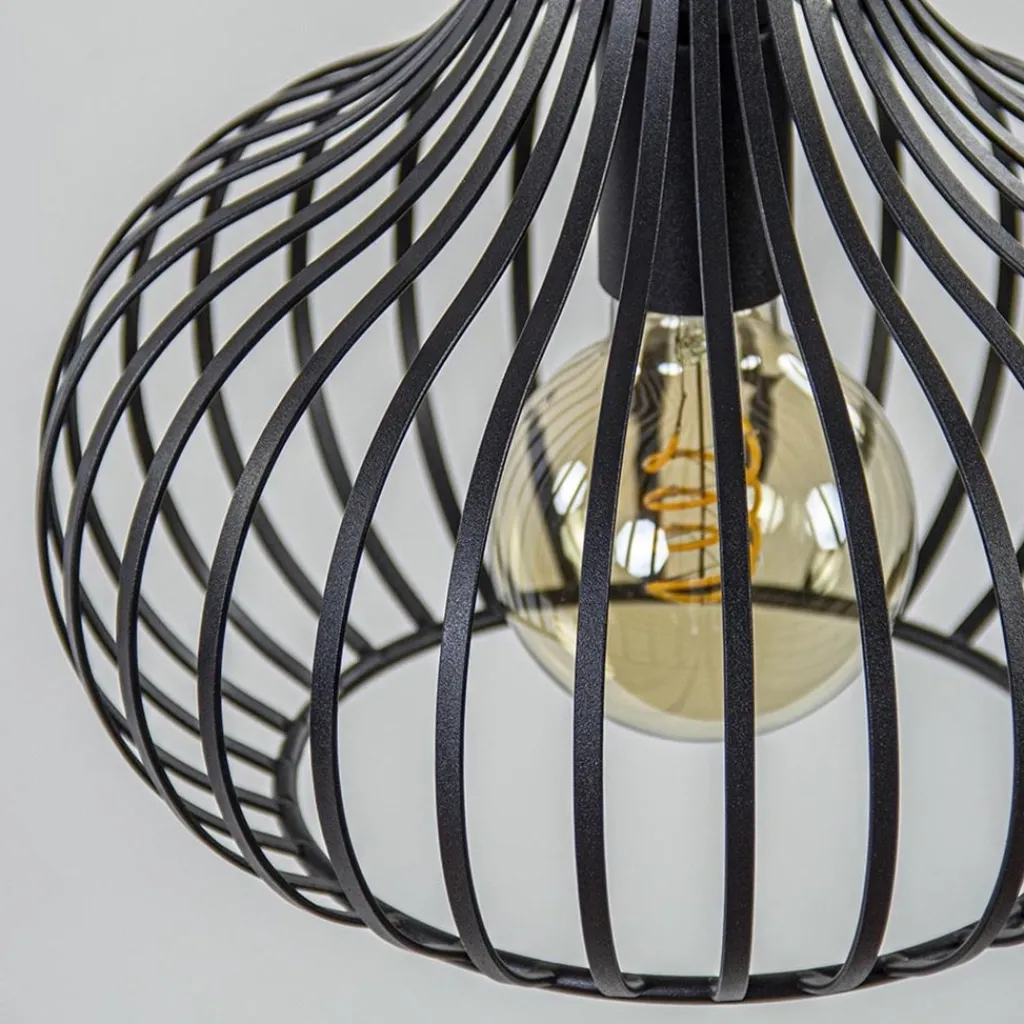 3-Lichts ronde hanglamp met zwarte draadkappen>Straluma Outlet