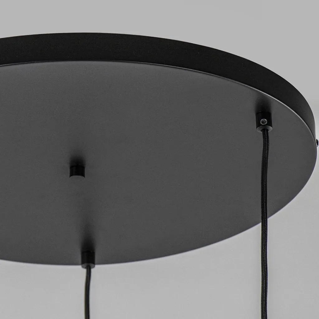 3-Lichts ronde hanglamp met zwarte draadkappen>Straluma Outlet