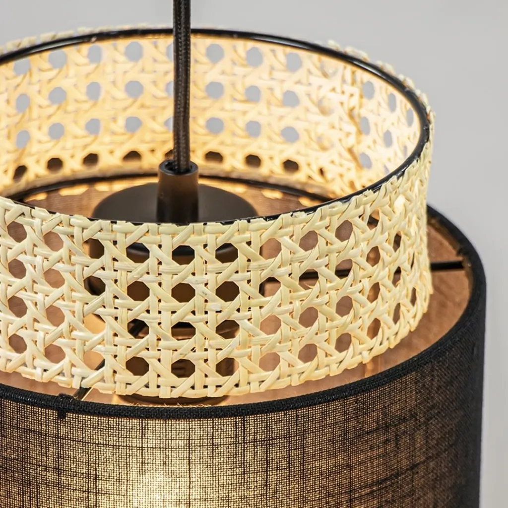 3-Lichts ronde hanglamp zwart met webbing>Straluma Hot