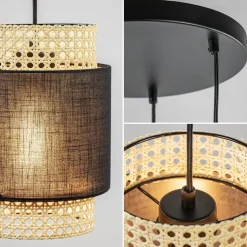 3-Lichts ronde hanglamp zwart met webbing><noscript><img width=