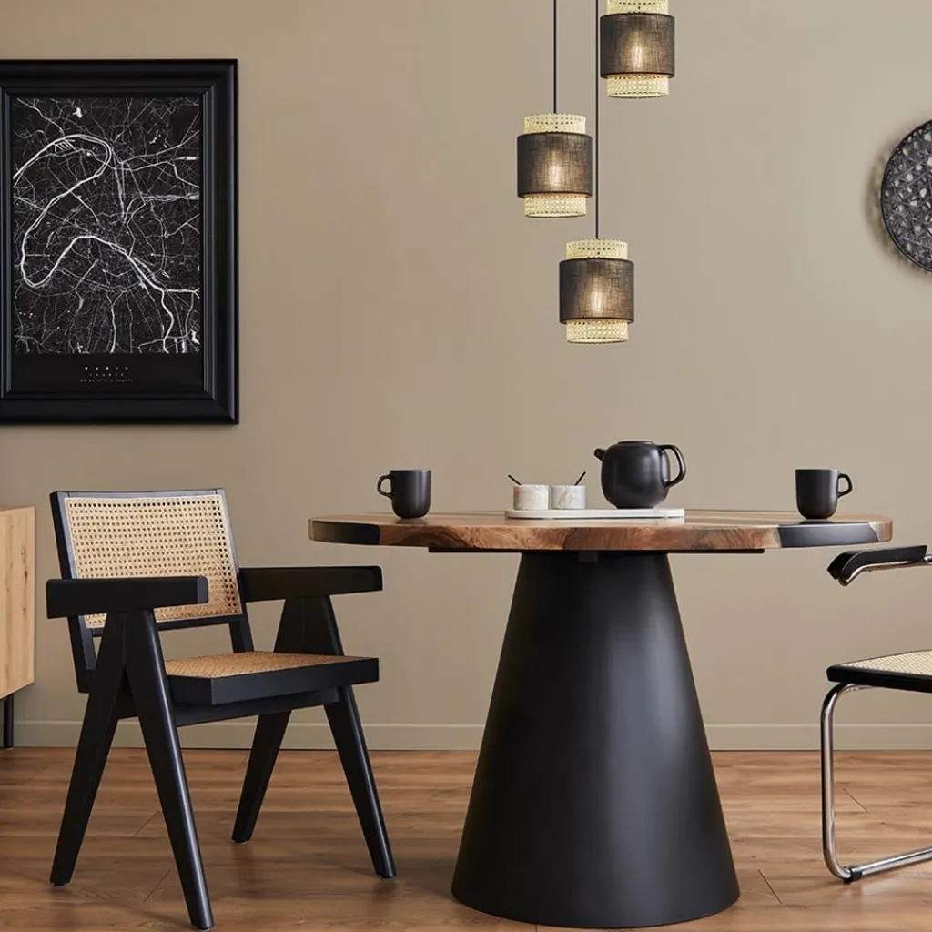3-Lichts ronde hanglamp zwart met webbing>Straluma Hot