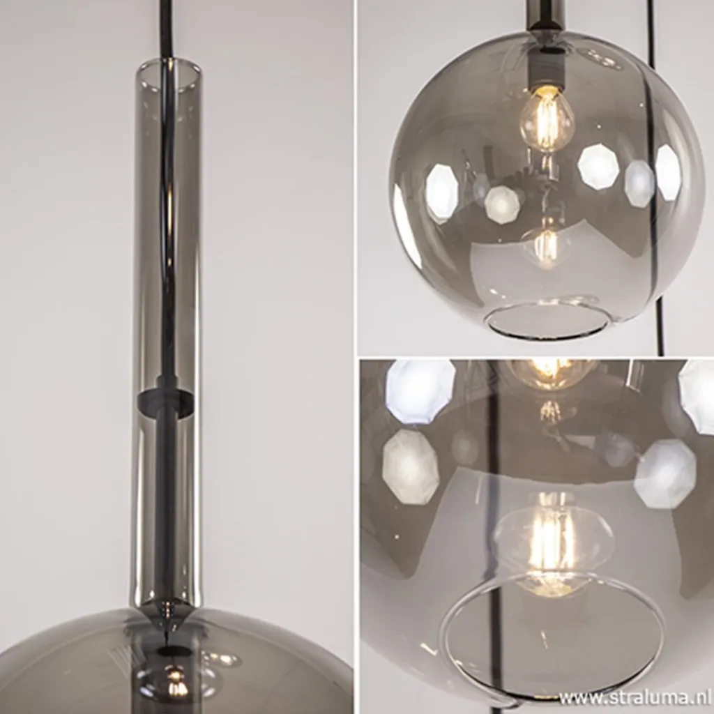 3-Lichts videlamp smoke glas met zwart>Straluma Clearance
