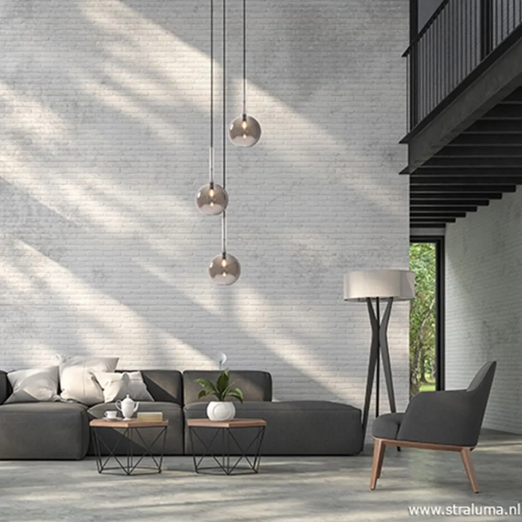 3-Lichts videlamp smoke glas met zwart>Straluma Clearance