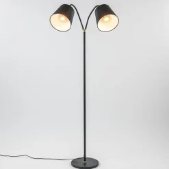 2-Lichts vloerlamp zwart/goud met flexibele armen>Straluma Fashion