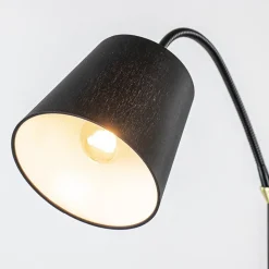 2-Lichts vloerlamp zwart/goud met flexibele armen><noscript><img width=