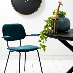 Light and Living eetkamerstoel Emma velvet petrol><noscript><img width=