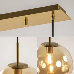 Light and Living hanglamp Medina 3L goud met amber glas><noscript><img width=