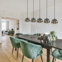 Luxe 5-lichts eettafelhanglamp smoke glas met verloop><noscript><img width=