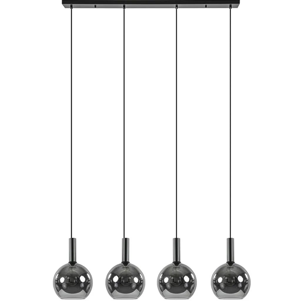 Luxe 4-lichts eettafelhanglamp met smoke glazen bollen>Straluma Best