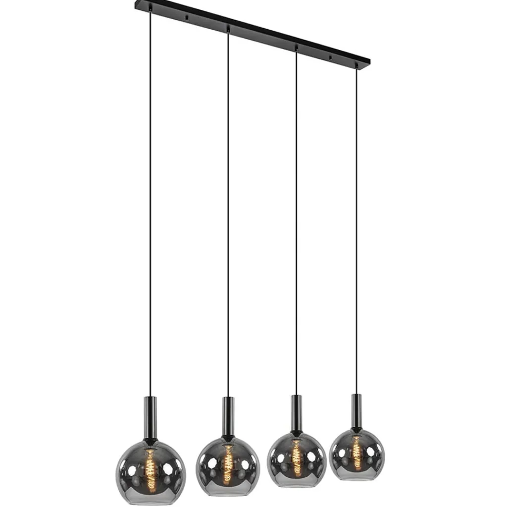 Luxe 4-lichts eettafelhanglamp met smoke glazen bollen>Straluma Best