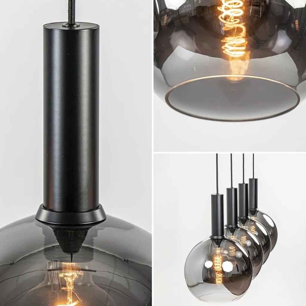 Luxe 4-lichts eettafelhanglamp met smoke glazen bollen>Straluma Best