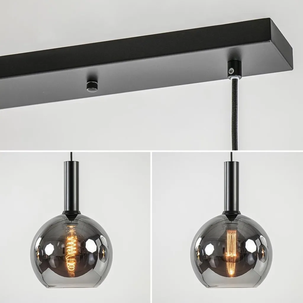 Luxe 4-lichts eettafelhanglamp met smoke glazen bollen>Straluma Best