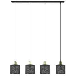 Mat zwarte eettafelhanglamp cilinder kappen met goud>Straluma Hot