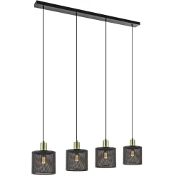 Mat zwarte eettafelhanglamp cilinder kappen met goud>Straluma Hot