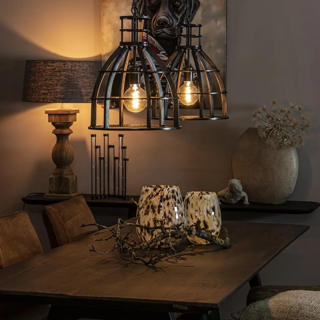 Metalen eettafel hanglamp 2-lichts kooi>Straluma Shop