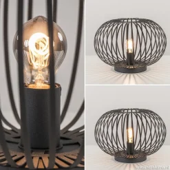 Moderne draad tafellamp rond mat zwart><noscript><img width=