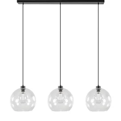Moderne eettafelhanglamp zwart met helder glas>Straluma Best Sale