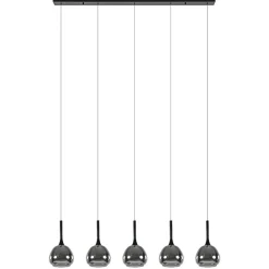 Moderne 5-lichts eettafelhanglamp zwart met dubbel glas>Straluma Outlet