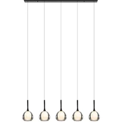 Moderne 5-lichts eettafelhanglamp zwart met dubbel glas>Straluma Outlet