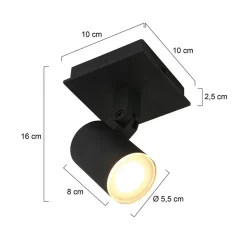 Moderne 1-lichts opbouw spot zwart inclusief LED><noscript><img width=