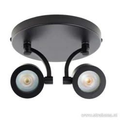 Moderne plafondspot mat zwart 2-lichts><noscript><img width=