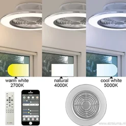 Moderne plafondventilator wit incl. LED><noscript><img width=