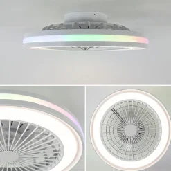 Moderne plafondventilator wit inclusief LED en color><noscript><img width=
