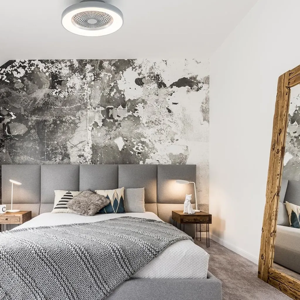 Moderne plafondventilator grijs met geintegreerd LED>Straluma Store
