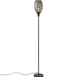 Moderne staande lamp met draad kap mat zwart>Straluma Online