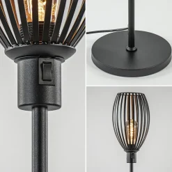 Moderne staande lamp met draad kap mat zwart><noscript><img width=