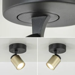 Opbouwspot 1-lichts zwart/goud GU10><noscript><img width=