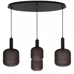 Ovale 4-lichts hanglamp zwart met mat zwart glas>Straluma Sale