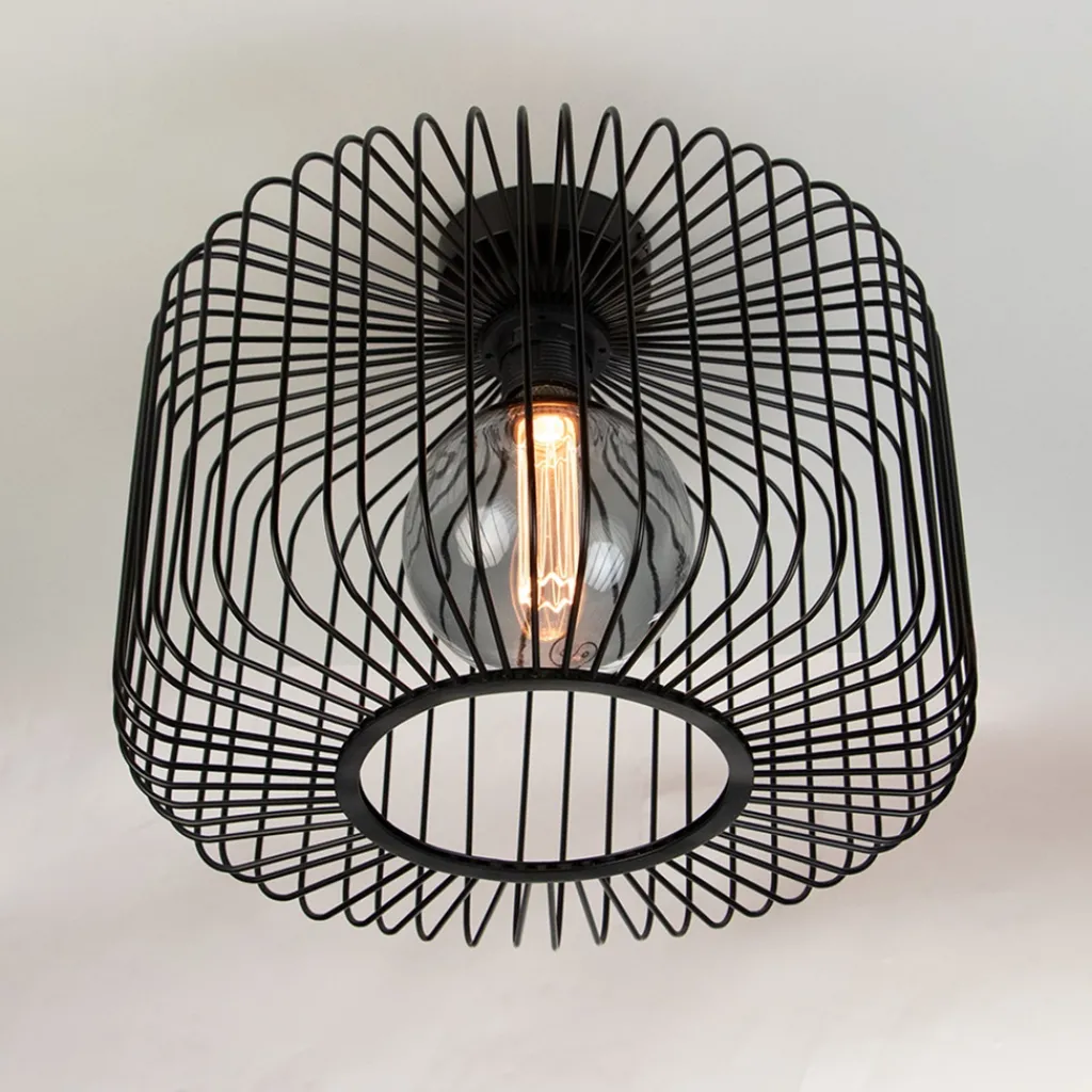 Plafondlamp draad cilinder zwart 28cm>Straluma Fashion